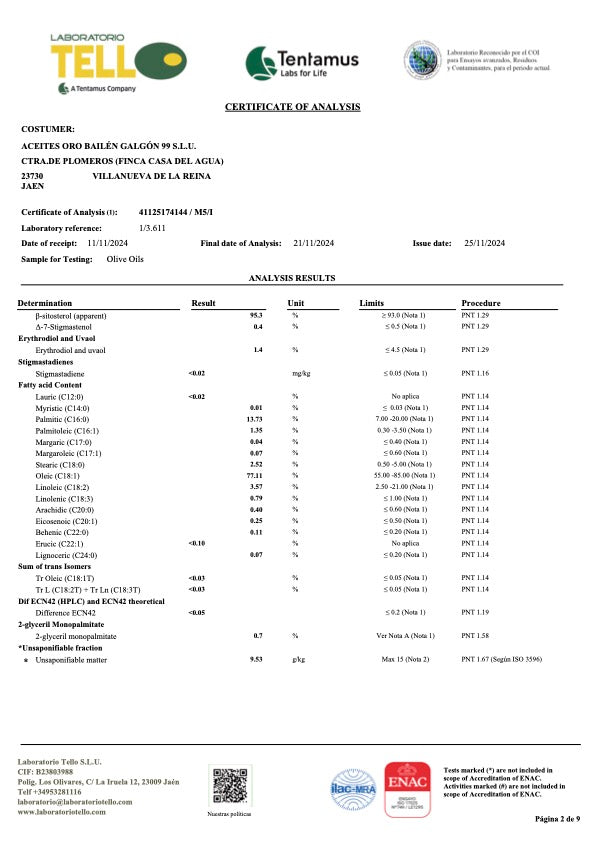 chemical test for organic picua olive oil page 3