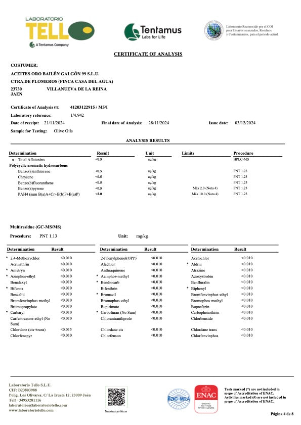 oro bailen picual olive oil test for 2024-2025 p4