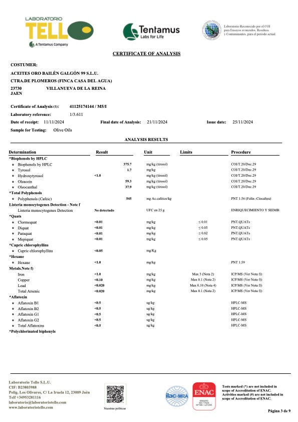 chemical test for organic picua olive oil page 2
