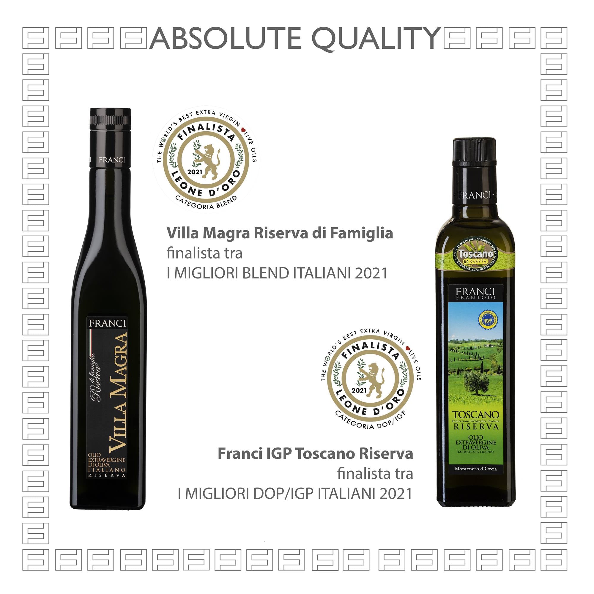 Franci Villa Magra Olive Oil finalist at Leone d'Oro olive oil competition