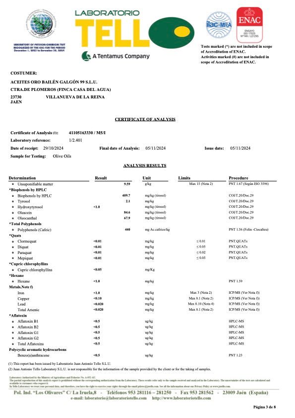 Oro Bailen Hojiblanca extra virgin olive oil (500ml) - Artisan Olive Oil Company