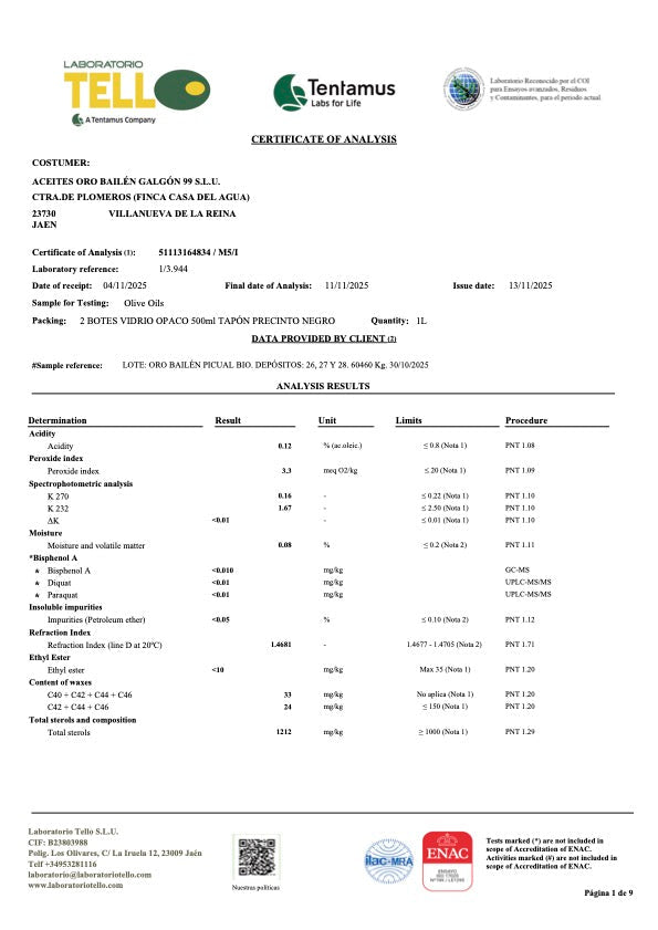 Oro Bailen organic olive oil Picual 500ml Gift Box - Artisan Olive Oil Company