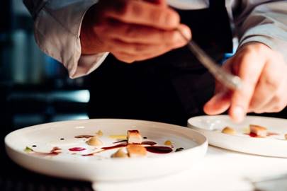 Chef cooking with Due Vittorie aged balsamic vinegar