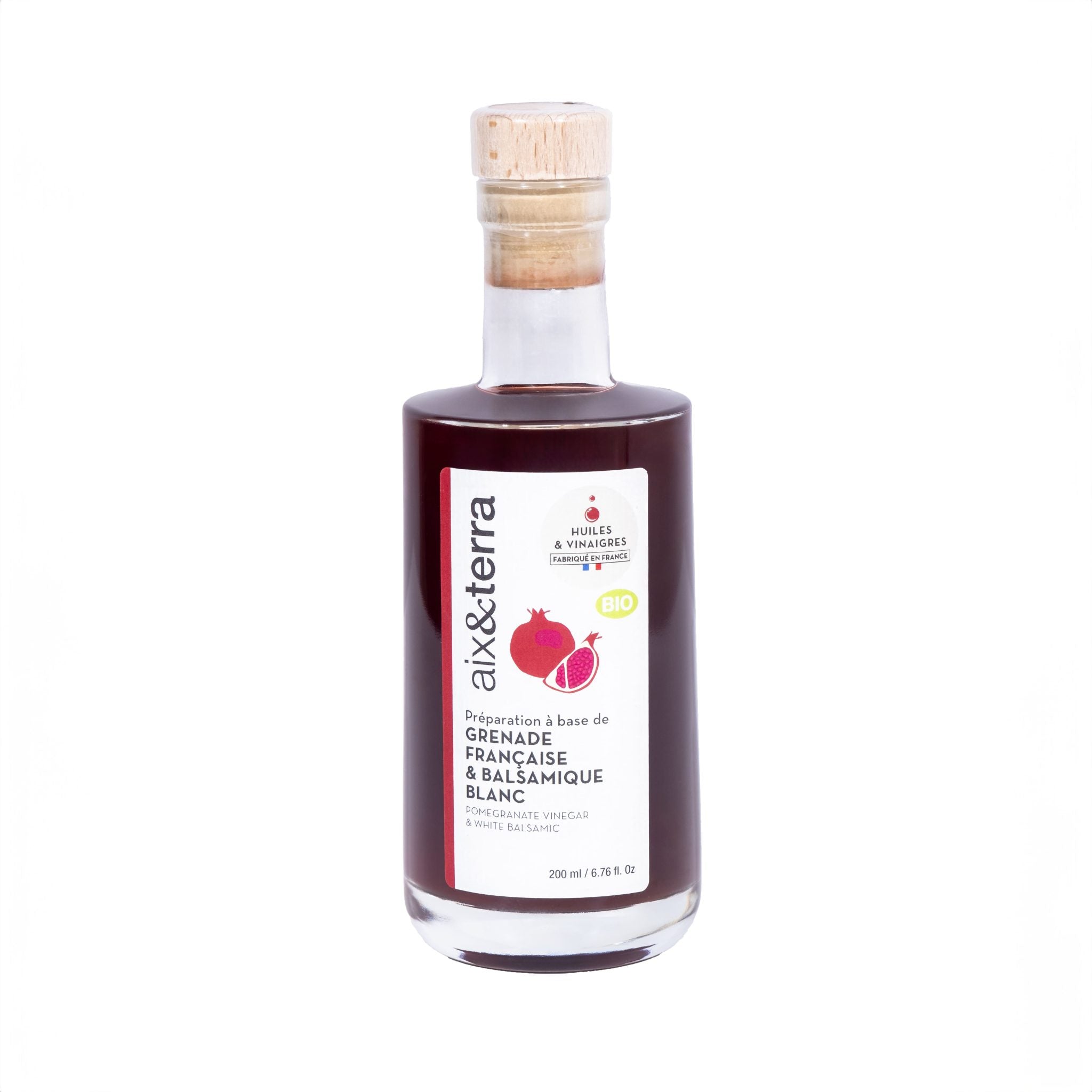 aix&terra organic pomegranate vinegar 200ml - Artisan Olive Oil Company