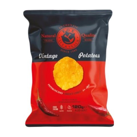 Fox Italian hand - cooked gourmet potatoes crisps with sweet chili (peperoncino) 120g - Artisan Olive Oil Company