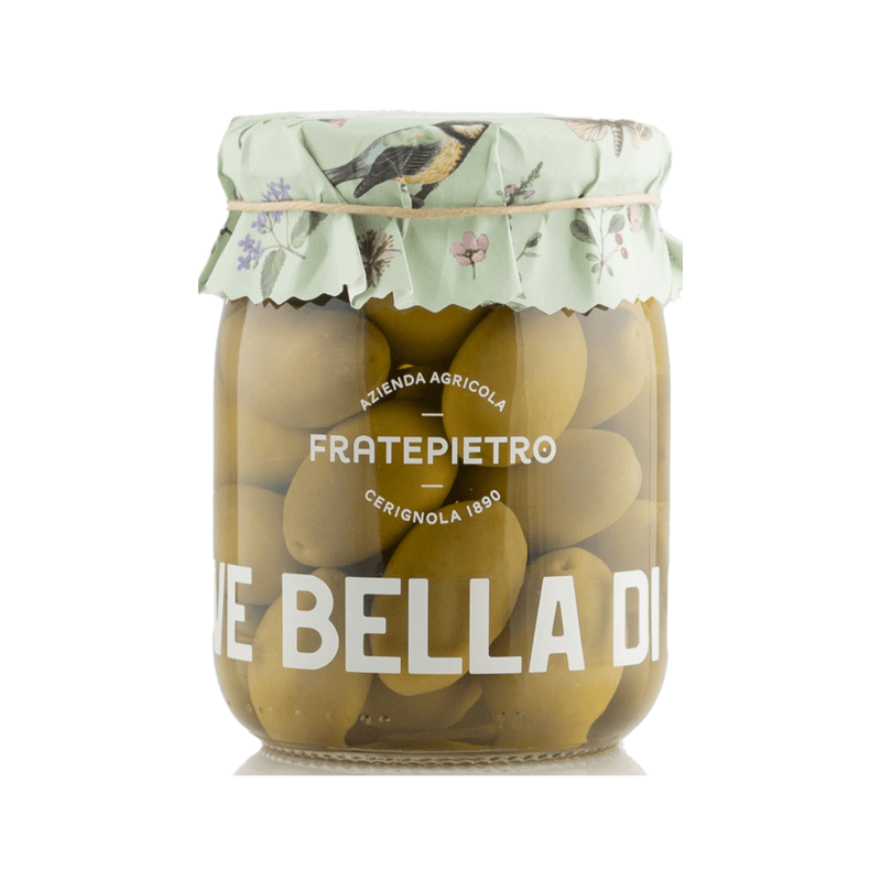 Fratepietro Bella di Cerignola Green olives in Brine - Artisan Olive Oil Company