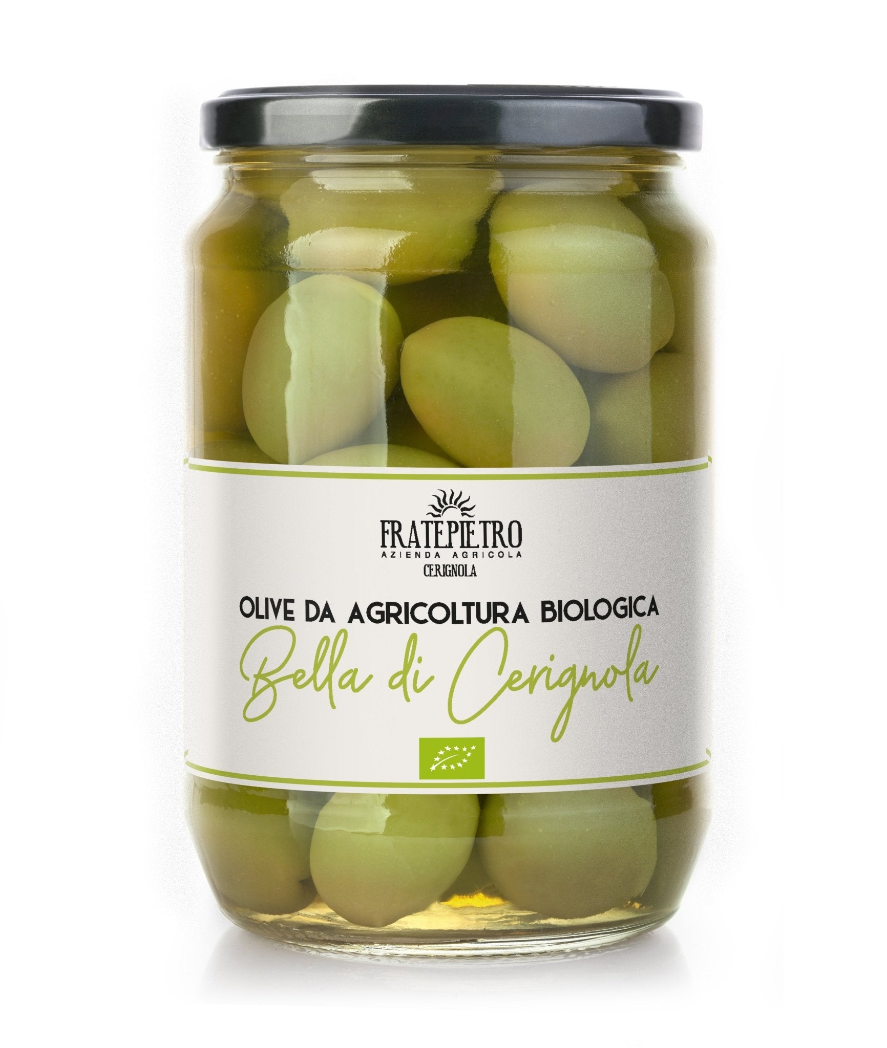 Fratepietro Organic Bella di Cerignola Green Olives in Brine - Artisan Olive Oil Company