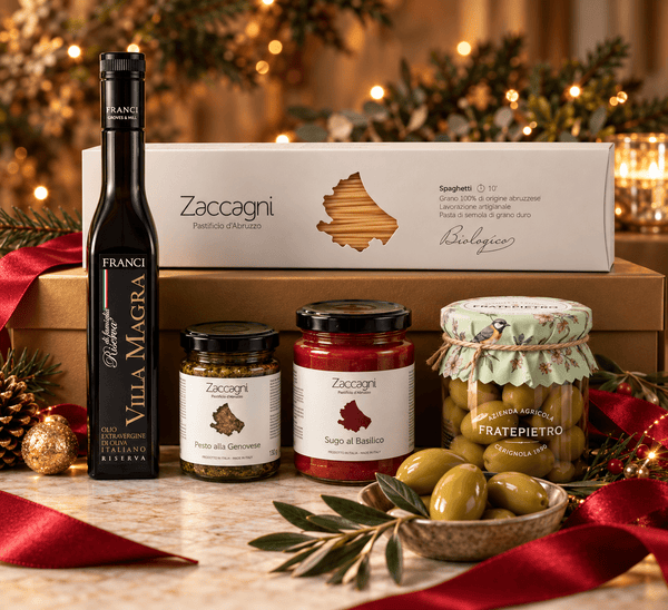 Italian Hamper with olive oil, sauces, olives and gourmet pasta