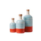 le ferre materico orange and blue hand-painted ceramic olive oil bottle 500ml