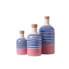 le ferre materico pink and dark blue hand-painted ceramic olive oil bottle 500ml