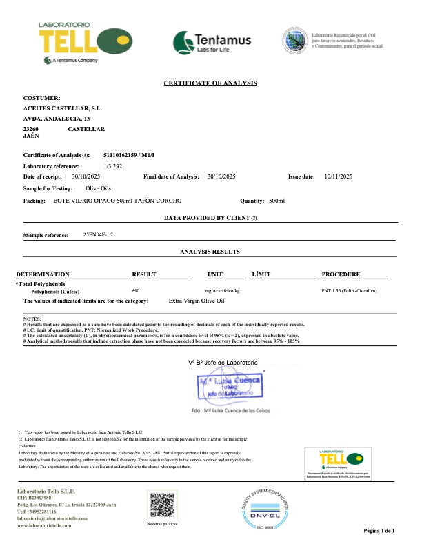 Nobleza del Sur Early Harvest "Day" Picual Organic Extra Virgin Olive Oil 500ml - Artisan Olive Oil Company