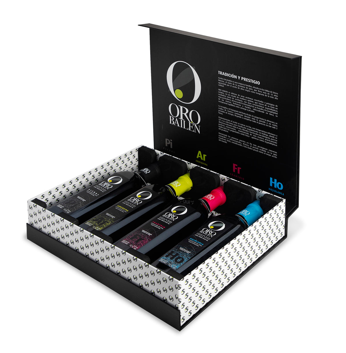 Oro Bailén Deluxe Olive Oil Gift Box 4 × 500ml (Picual, Hojiblanca, Frantoio & Arbequina)