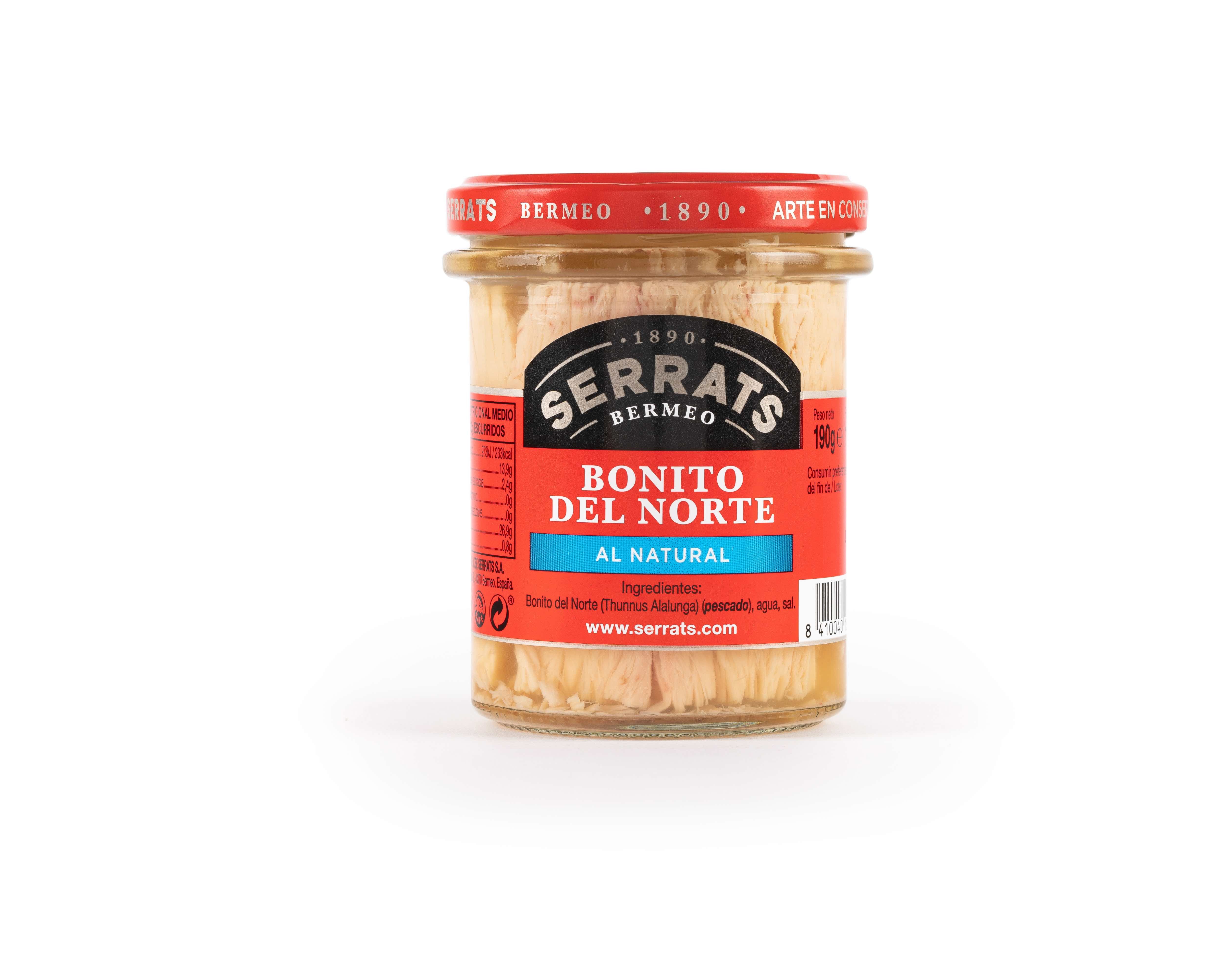 Serrats White Tuna (Bonito del Norte or Albacore) in water 190g glass jar