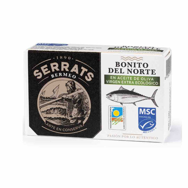 Serrats White canned tuna (Bonito del Norte or Albacore)  in Organic Olive Oil Net weight 112g