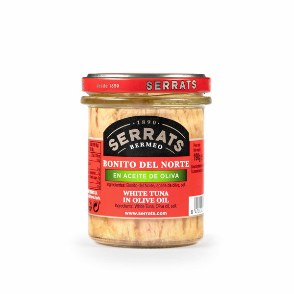 Serrats White Spanish Tuna in Olive Oil glass jar