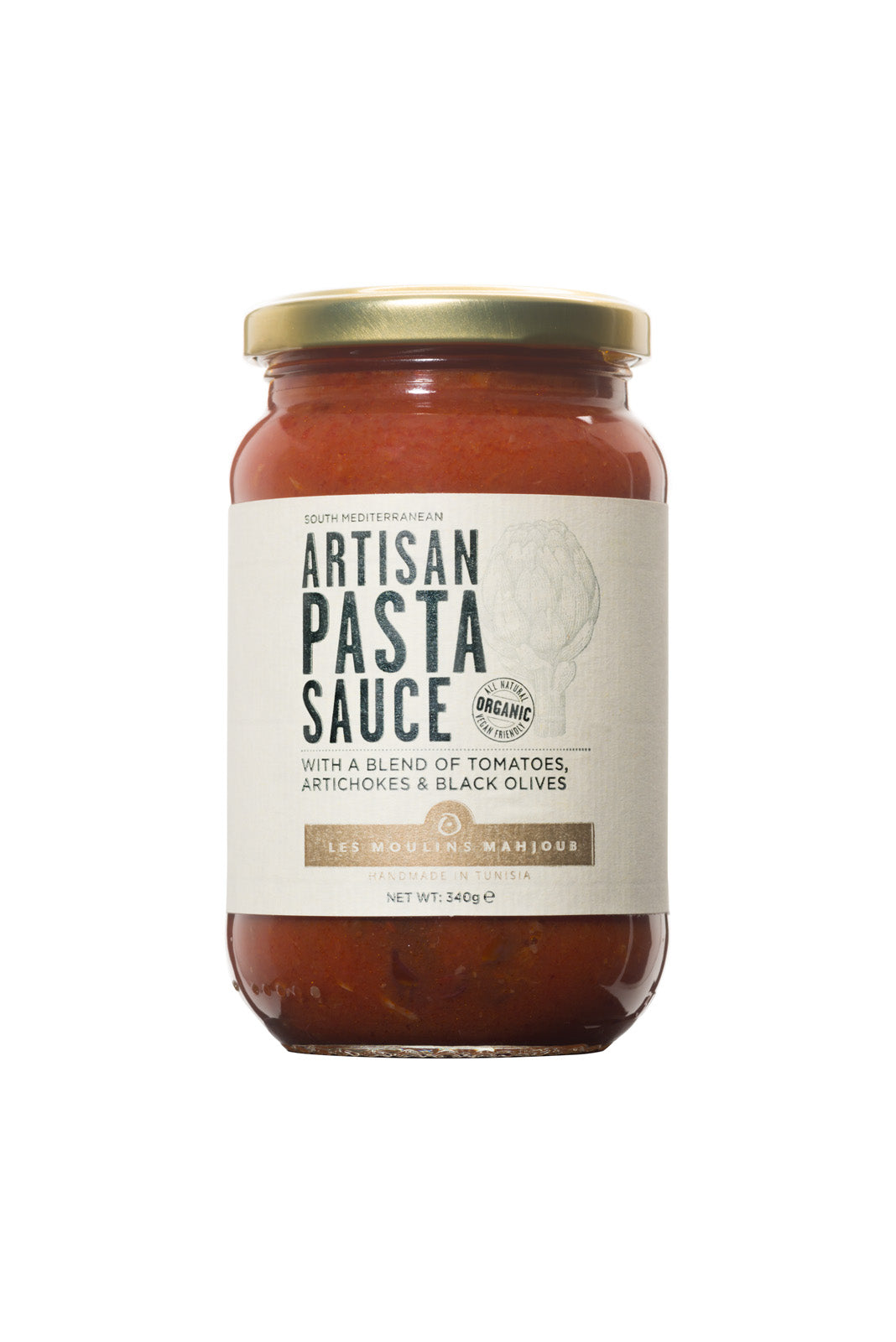 Moulins Mahjoub Organic artisan pasta sauce with artichokes and olivesMoulins Mahjoub Organic artisan pasta sauce with artichokes and olives